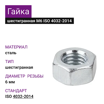 Гайка М6 ГОСТ ISO 4032-2014 (434шт=0,998кг)