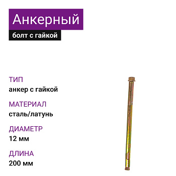 Анкерный болт с гайкой 12х200