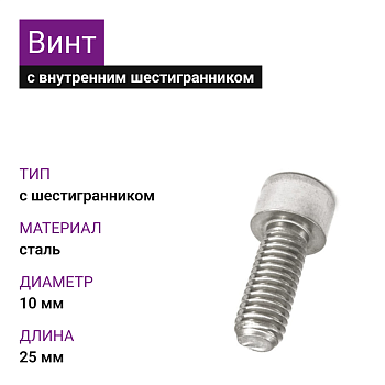Винт с внутр. шестигр. ОЦ к.п.8.8 М10х25 DIN912