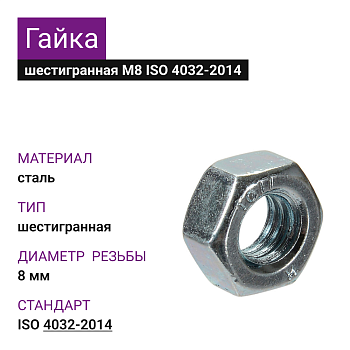 Гайка М8 ГОСТ ISO 4032-2014 (208шт=0,998кг)