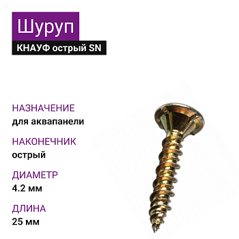 КНАУФ Шуруп с острым концом SN для Аквапанели 4,2х25 (1000шт)