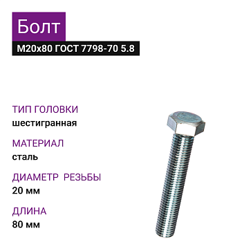 Болт М16х90 ГОСТ 7798-70 5.8 (6шт=0,990кг)